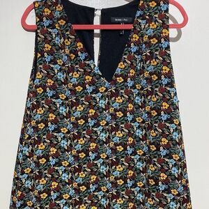 BCBG Paris Women's Multicolor Floral Ruffle V-Neck Sleeveless Dress Size XXL